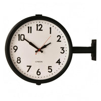 Double-Sided Wall Clock Horizontal Arm Home Decor Analog