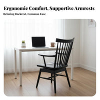 Curvedspine Support Wooden Armchair Full Wood Construction Dining Chair Integrated Armrests Ergonomic Comfort for Living Room