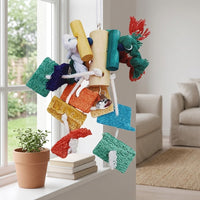 Parrot Toy and Loofah Hanging Foraging Bird Cage Accessory, Climbing Toy for Birds with Metal Hook, Parakeet Toy for Parrot Chewing Enrichment