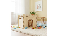 Wooden Pet Castle Flat-Panel Pet Castle  Easy to Assemble Small Animal Hideaway Hut for Small Animals
