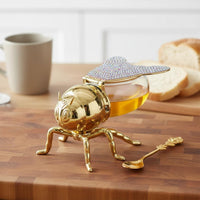 Bee-Shaped Condiment Jar floralHandled Spoon Table Item for Kitchen