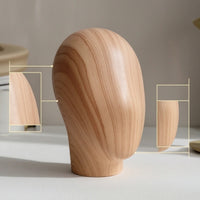 Mannequin Head with Wood-Grain Finish Countertop Hat Display Stand Professional