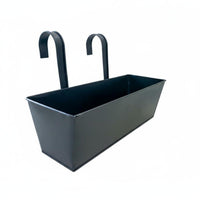 Rectangular Metal Hanging Planter Heavy-Duty Construction Rectangular Railing Planter Drainage Holes Metal Hanging Flower Pot for Indoor