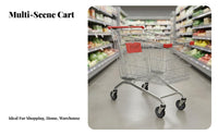 Large Capacity Supermarket Shopping Cart Sturdy Structure Shopping Cart with Child Seat Heavy Duty Retail Equipment Wear-Resistant Wheels for Shop Owners, Shoppers, Warehouse Employees