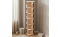 Wooden Rotating Bookshelf Floor Standing Bookcase Unit Cylindrical 360 Degree Revolving Bookcase