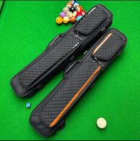 Black Leather Grain Billiard Cue Bag with 7 Pockets