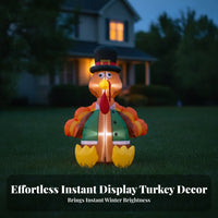 Oversized Inflatable Turkey with Top Hat | Festive Holiday Display, for Thanksgiving