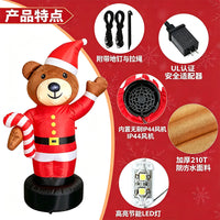 1.8m Christmas Inflatable Bear with Santa and Candy Cane, EU Plug