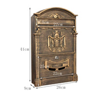 Vintage Wall Mailbox Waterproof Locked Mailbox Weather-Resistant for Garden