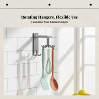 Wall-Mounted Rotating Kitchen Hook Rack, No-Drill, Space-Saving Utensil Storage