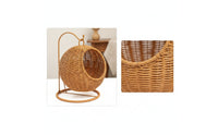 Hanging Basket with Stand Handwoven Countertop Fruit Holder Boho for Kitchen