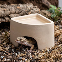 Terracotta Reptile Hide and 60mm Entrance Reptile Hide, Leopard Gecko Terrarium Accessories, Porous Moisture Retaining Cave for Shedding, Pack of 2