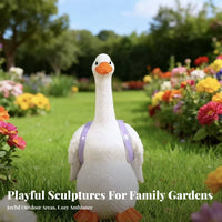 Cartoon Duck Statue Weather Resistant Resin Duck Figurine Adorable Resin Animal Figure for Landscaping, Kindergarten, Patio