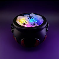 Mist-Effect Lighted Cauldron with Wand Spooky Halloween Cauldron Witchy Halloween Decorative Pot Diy-Style for Party Hosts, Decorators