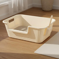 Square Feline Litter Box Minimal Design Large Feline Litter Pan Polished Surface