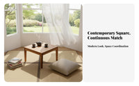 Small Square Kang Table Traditional Asian Floor Design Desk Natural Wood Grain Adaptable for Bay Opening, Floor Mat Room