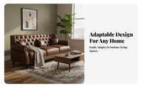 Tufted Leather Couch Traditional design Sofa Deep Button Tufting Upholstered Seating for Apartment Dwellers, Homeowners, recreation Area, Lounge, Study