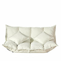 Foldable 2-Seater Floor Sofa Converts to Bed Fold-Expandable Mattress Couch Space-Saving Adjustable Backrest for Young Adults