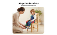 Wooden Stool with Backrest full Wood Construction Household Furniture