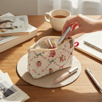 Cartoon Quilted Cosmetic Pouch Mini Storage Bag