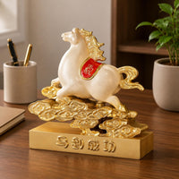 Running Horse Figurine Freestanding Desk Horse Statue Success Symbol Home Decor for Office