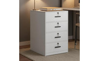 Lockable Office Cabinet White Finish Under Desk File Cabinet Black Handles