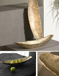 Modern European Light Luxury Gold Hammered Long Tray for Living Room Entryway
