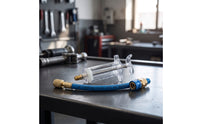 1/4 Inch SAE Oil and Dye Injector Hand-Operated A/C Injector Transparent Compact for Mechanics, DIYers, Garage, Workshop