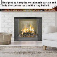 Adjustable Fireplace Curtain Rod Set with Metal Mesh Screen