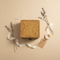 Straw Storage Box with Lid Eco-Friendly Material Woven Seagrass Storage Basket