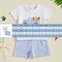T-Shirt and Shorts Set Skin-Friendly Boys Easter Outfit Elastic Waist Striped Shorts and Tee Set for Young Children, Infants, Summer, Holiday Party