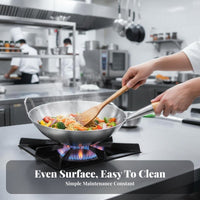 Food Grade Round-Bottom Wok Uncoated Stir-Fry Pan sturdy Duty Cookware No Synthetic Coatings for Home Cooks, Cooking aficionados, outdoor enthusiasts, Gas Stovetops, Commercial Kitchen, BBQ, Camping