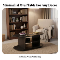 Oval Coffee Table with Shelf Modern Design two-shelf Oval Table Minimalist and design