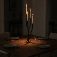 Metal Candelabra with Four Arms Black Candelabra with Iron Base Elegant Table Centerpiece Romantic for Mantel