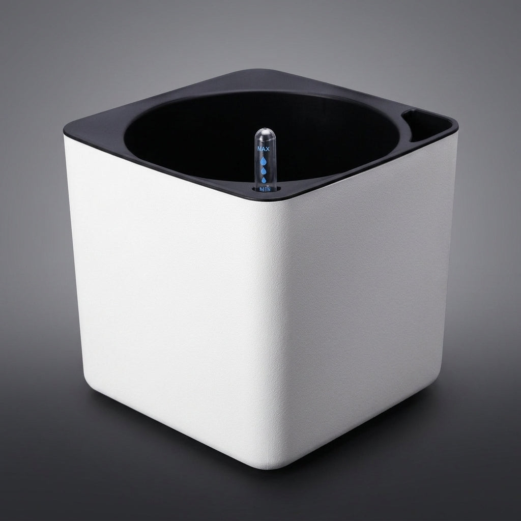 Plant Pots for House Plants and Indoor Plants, Self Watering Square Indoor Plant Pot, White Flower Pots for Floor Standing, Green Plant Pot Use