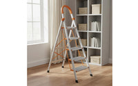 Wide Pedals Aluminum Stepladder Anti-Slip Steps Portable Stepladder Heavy Duty Triangular-Frame Ladder for Household