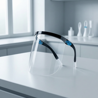 Adjustable Dental Face Shield with Retractable Frame Legs, Anti-Fog Transparent PET Full Face Protection Mask, Multi-Color Options