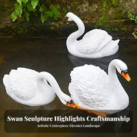 Buoyant Swan Statue Resin Material Buoyant Swan Figurine Weatherproof for Landscape Designers, Courtyard, Yard, Pool