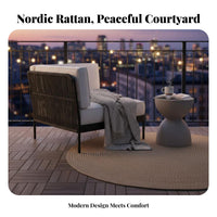 4 Pieces 4-Piece Woven Seating Set Weather-Resistant Outdoor Furniture Set Thick Paddings Easy to Clean for Homeowners