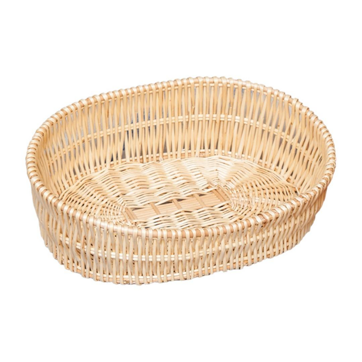 Rattan pet bed with removable, breathable pad