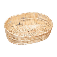 Rattan pet bed with removable, breathable pad