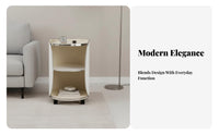 Wheeled Side Table Minimalist aesthetic Cylindrical Rolling Cabinet Space Saving