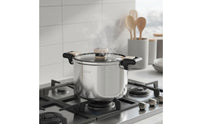 Stainless Steel Soup Pot Locking Lid Micro Pressure Pot Gas and Induction Compatible Stockpot for Home Kitchen