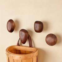 4 Pieces Wooden Wall Hook Natural Pebble Wall Hook Rustic for Closet