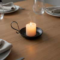 Black Candle Holder Stable Base Pillar Candle Holder Sturdy Iron for Living Room