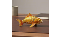 Alloy Golden Carp Figurine fishing ornament Rhinestone Accents Koi fishing Trinket Box for Office Desk, Dresser