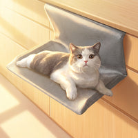 Hanging Cat Bed and Window Hammock with Hooks Over Sill, Rectangular Soft Faux Window Sill Perch for Indoor Cats and Kittens, Soft Resting Place