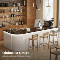 Modern Front Desk Wide Countertop Curved Reception Desk Sturdy Construction Commercial Checkout Counter with Minimalist Workspace Suitable for Cashiers Retailers Retail Store