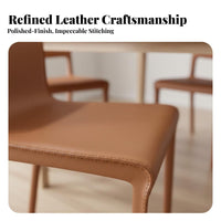 Armless Leather-Wrapped Chair Padded Seat Armless Upholstered Side Chair Rounded Corners Wear-Resistant for Home Office, Kitchen