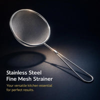Stainless Steel Fine Mesh Sieve, Double Mesh Skimmer for Draining, Kitchen Sieve and Strainer with Heat Resistant Handle, Food Strainer for Cooking